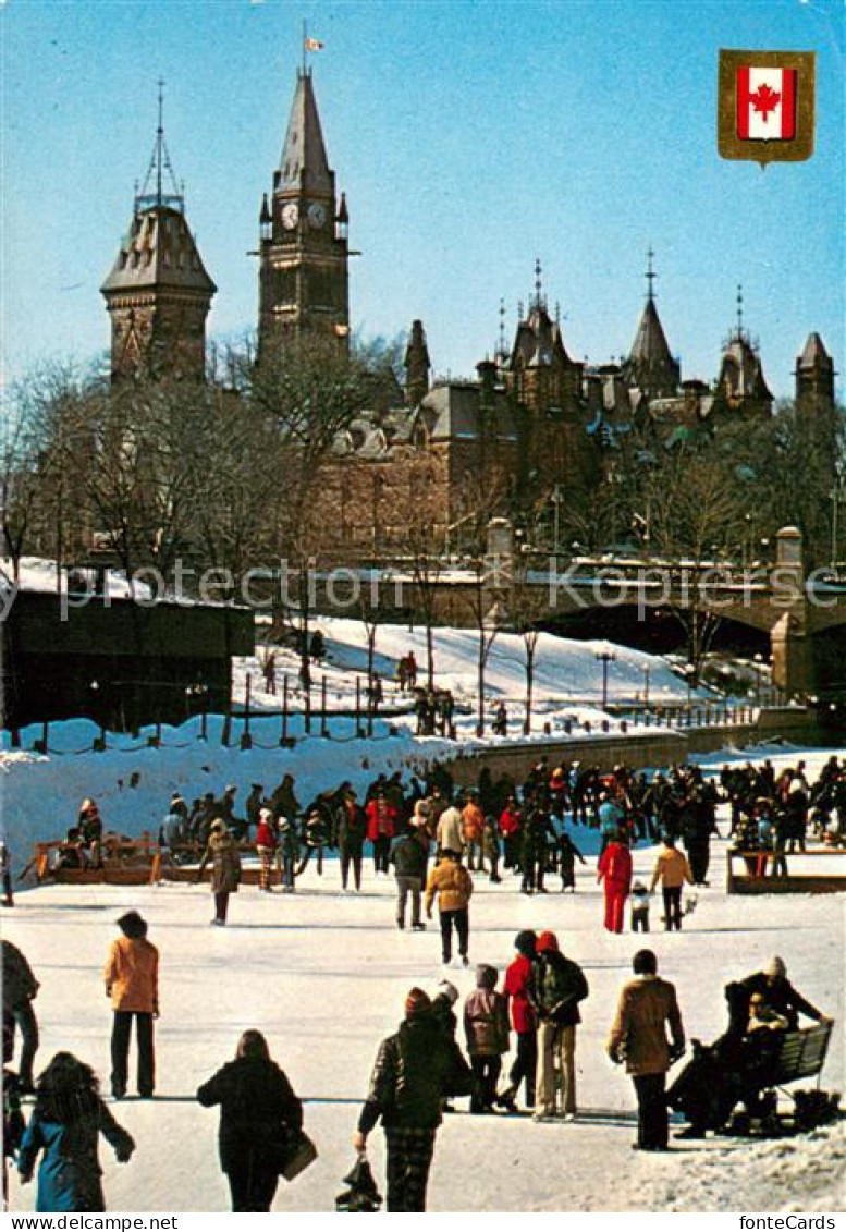 73662754 Ottawa Ontario Ice Skating On The Rideau Canal With The Houses Of Parli - Zonder Classificatie