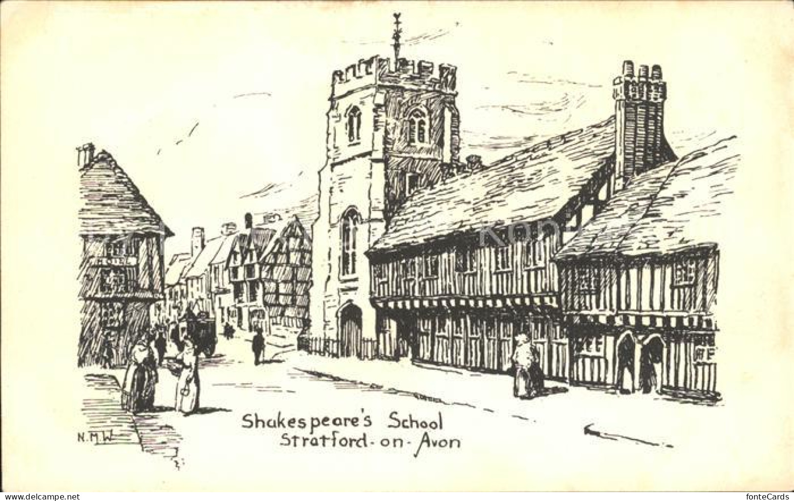 72124504 Stratford Alveston Shakespeares School Zeichnung Stratford Alveston - Sonstige & Ohne Zuordnung