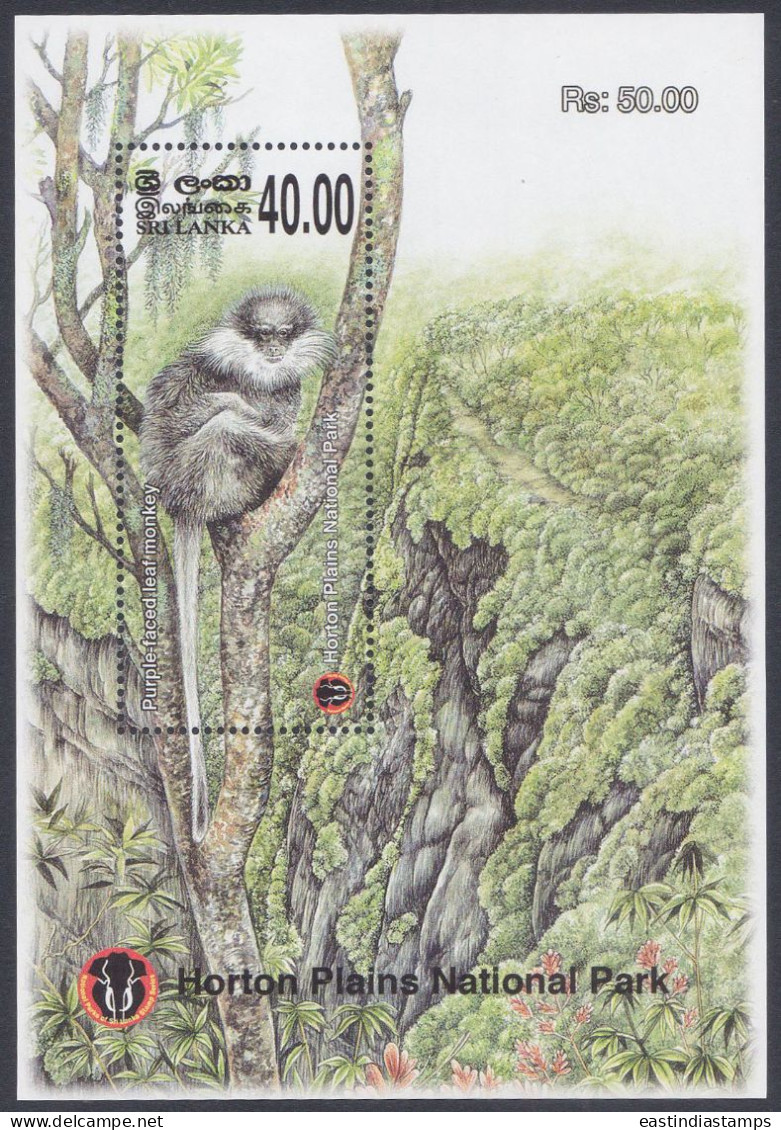 Sri Lanka Ceylon 2010 MNH MS Horton Plains National Park, Monkey, Wildlife, Wild Life, Animals, Miniature Sheet - Sri Lanka (Ceylon) (1948-...)