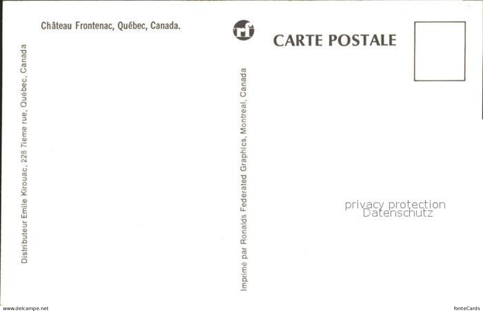 72124488 Quebec Chateau Frontenac Quebec - Unclassified