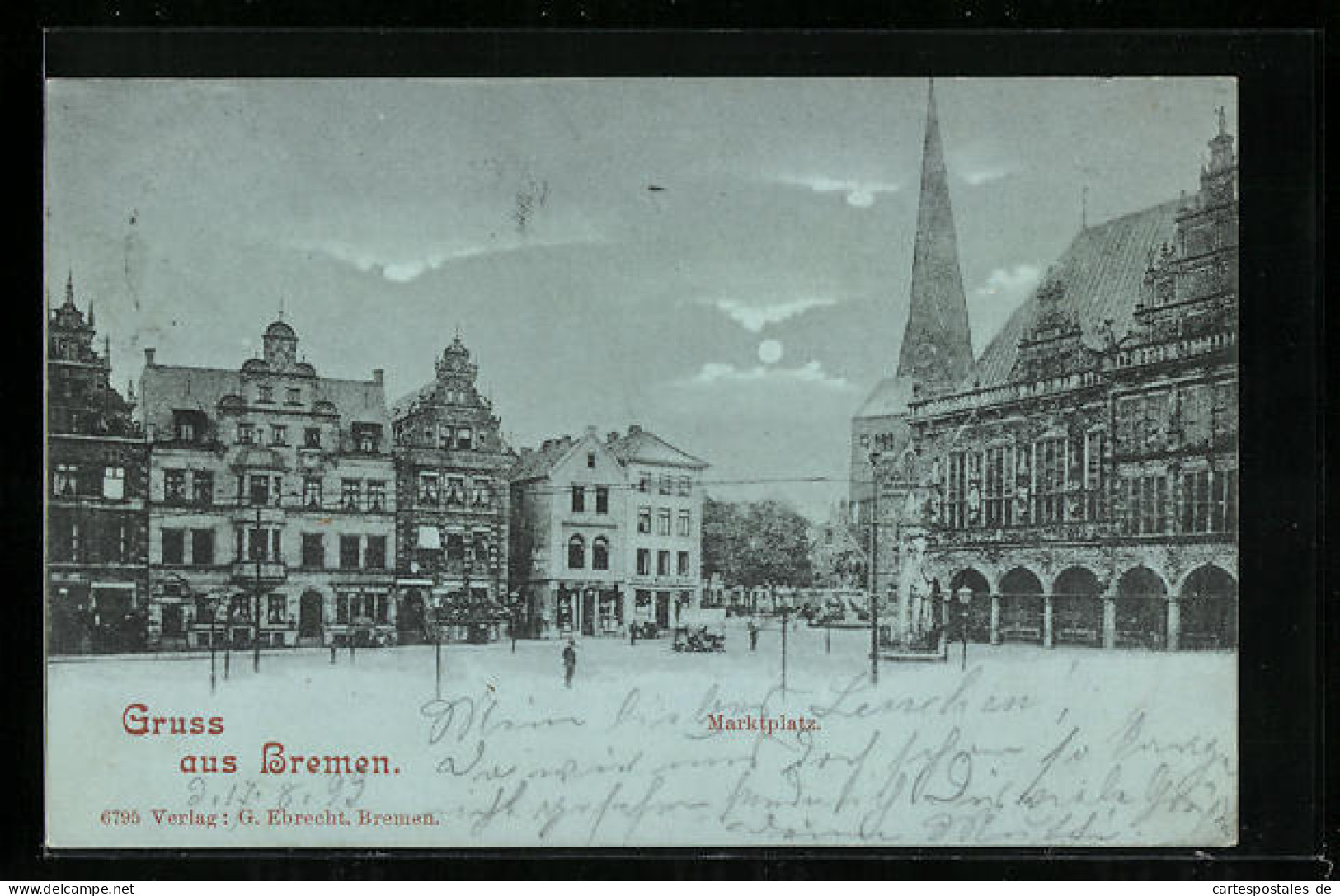 Mondschein-AK Bremen, Marktplatz  - Bremen