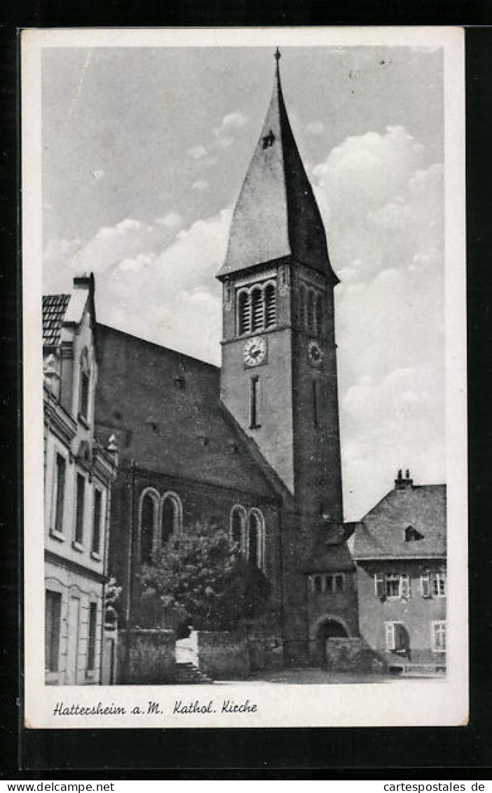 AK Hattersheim A. M., Blick Zur Kathol. Kirche  - Hattersheim