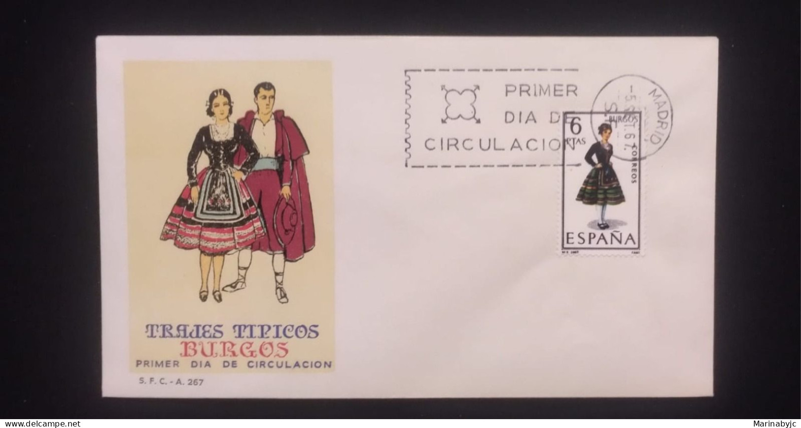 C) 1967, SPAIN, FDC, TYPICAL COSTUMES OF BURGOS, XF - Burgos