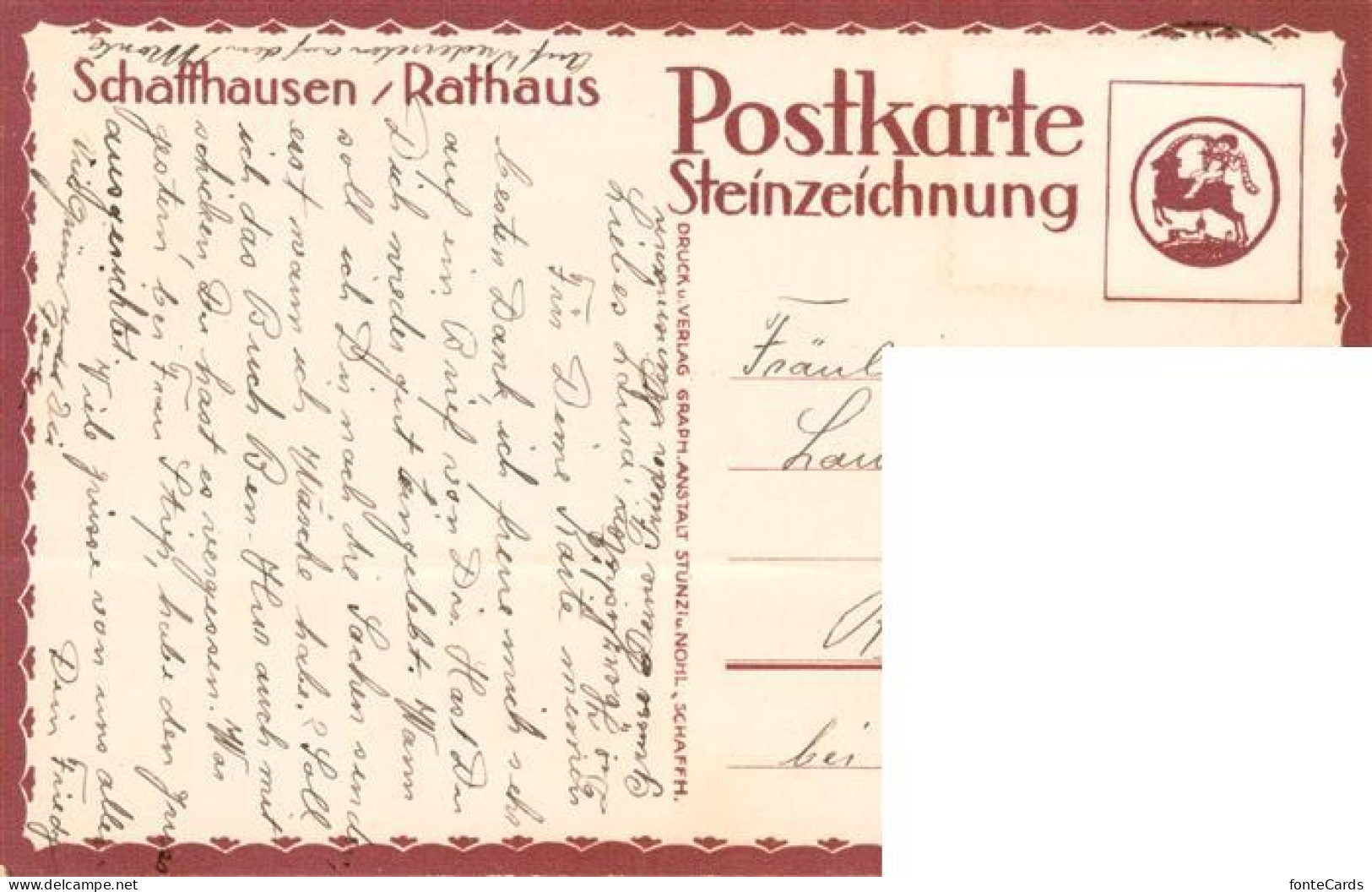 13908475 Schaffhausen__SH Rathaus Steinzeichnung - Autres & Non Classés