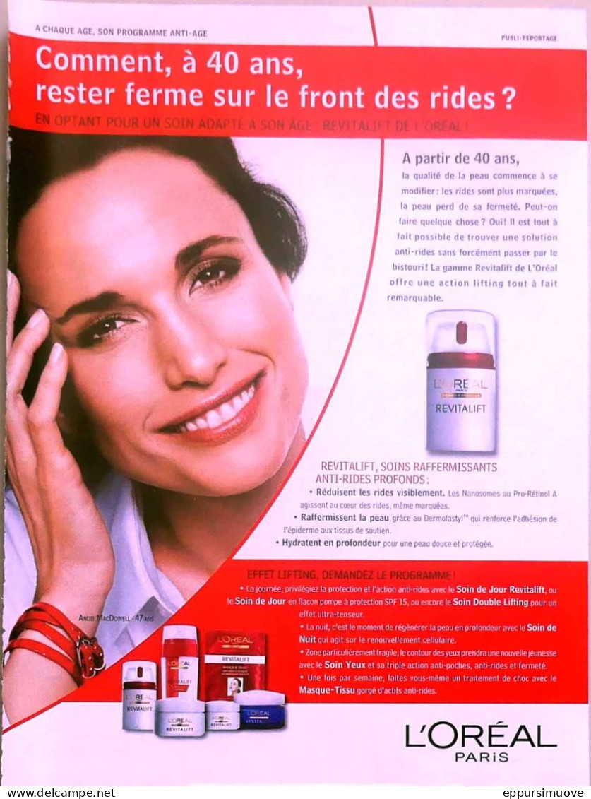 Publicité Papier  L'OREAL ANDIE MACDOWELL 2007 TS - Advertising