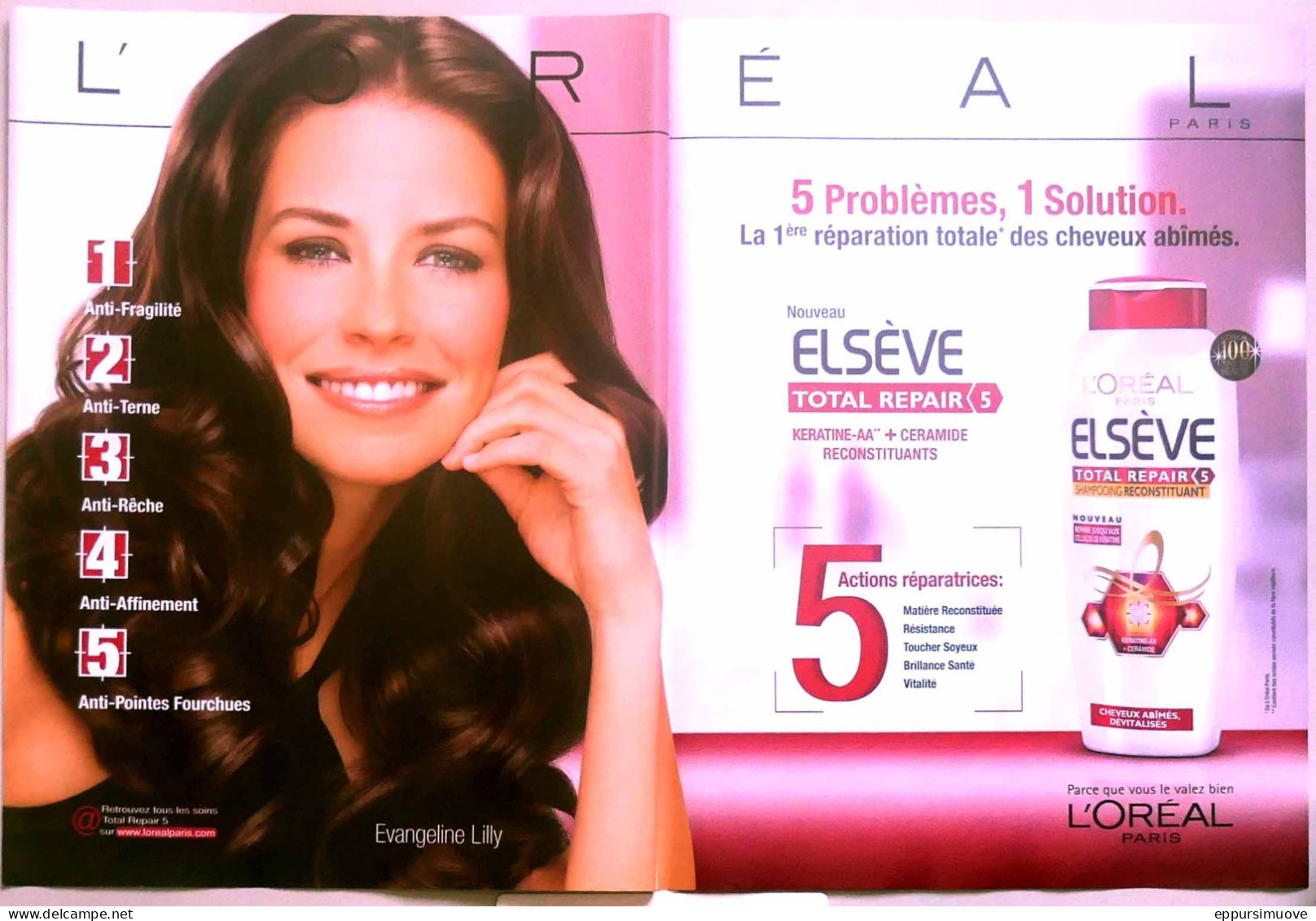 Publicité Papier  L'OREAL EVANGELINE LILLY 2009 TS - Publicités