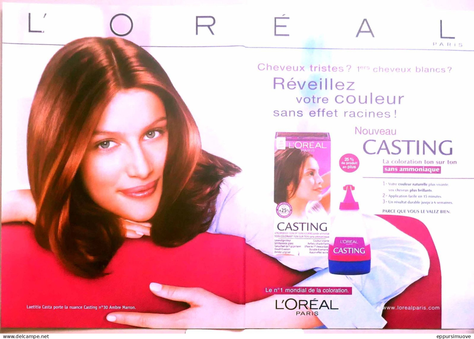 Publicité Papier  L'OREAL LAETITIA CASTA 2002 TS 2 Pages - Publicités