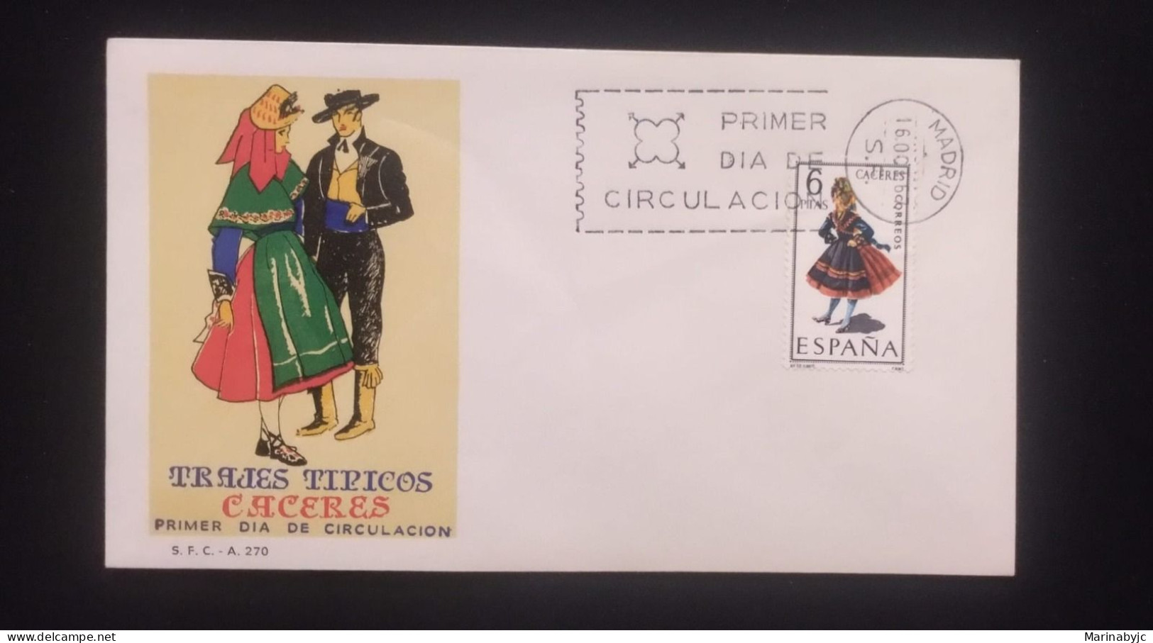 C) 1967, SPAIN, FDC, TYPICAL COSTUMES OF CÁCERES, XF - Cáceres