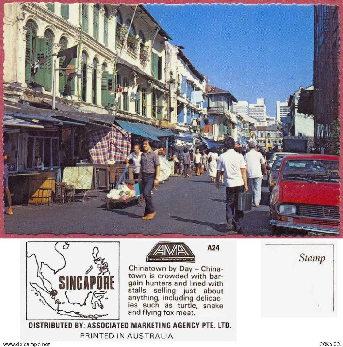 Singapore Chinatown By Day, +/-1975's A24 AMA , Vintage UNC_cpc - Singapour