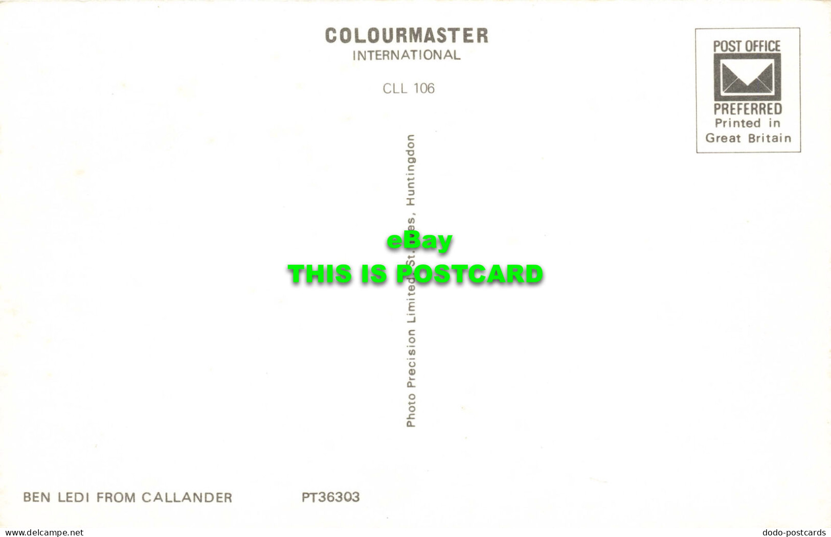 R567010 Ben Ledi From Callander. PT36303. Colourmaster International. Precision - Mundo