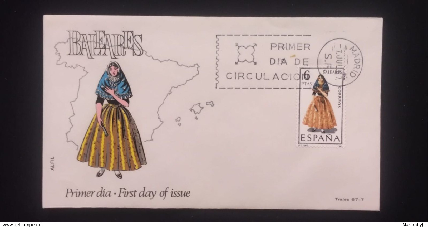 C) 1967, SPAIN, FDC, TYPICAL COSTUMES OF THE BALEARIC ISLANDS, XF - Sonstige & Ohne Zuordnung