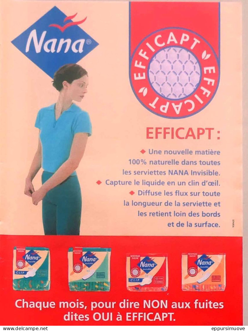 Publicité Papier  PROTECTION SERVIETTE NANA HYGIENE 1997 TS - Werbung