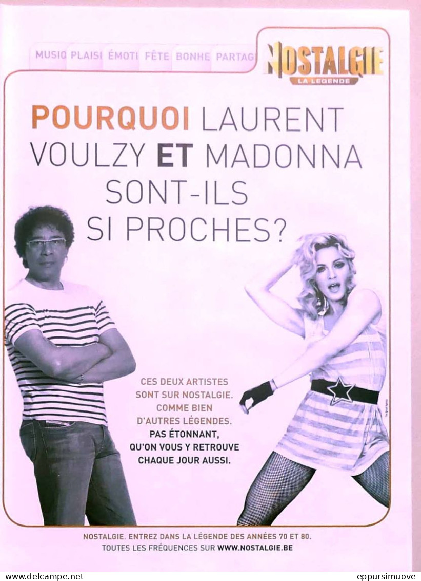 Publicité Papier  RADIO  NOSTALGIE LAURENT VOULZY MADONNA 2009 TS - Advertising