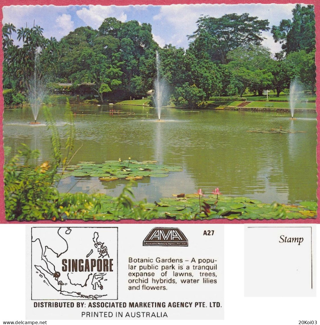 Singapore Botanic Gardens +/-1975's A27 AMA , Vintage UNC_cpc Botanical - Singapore