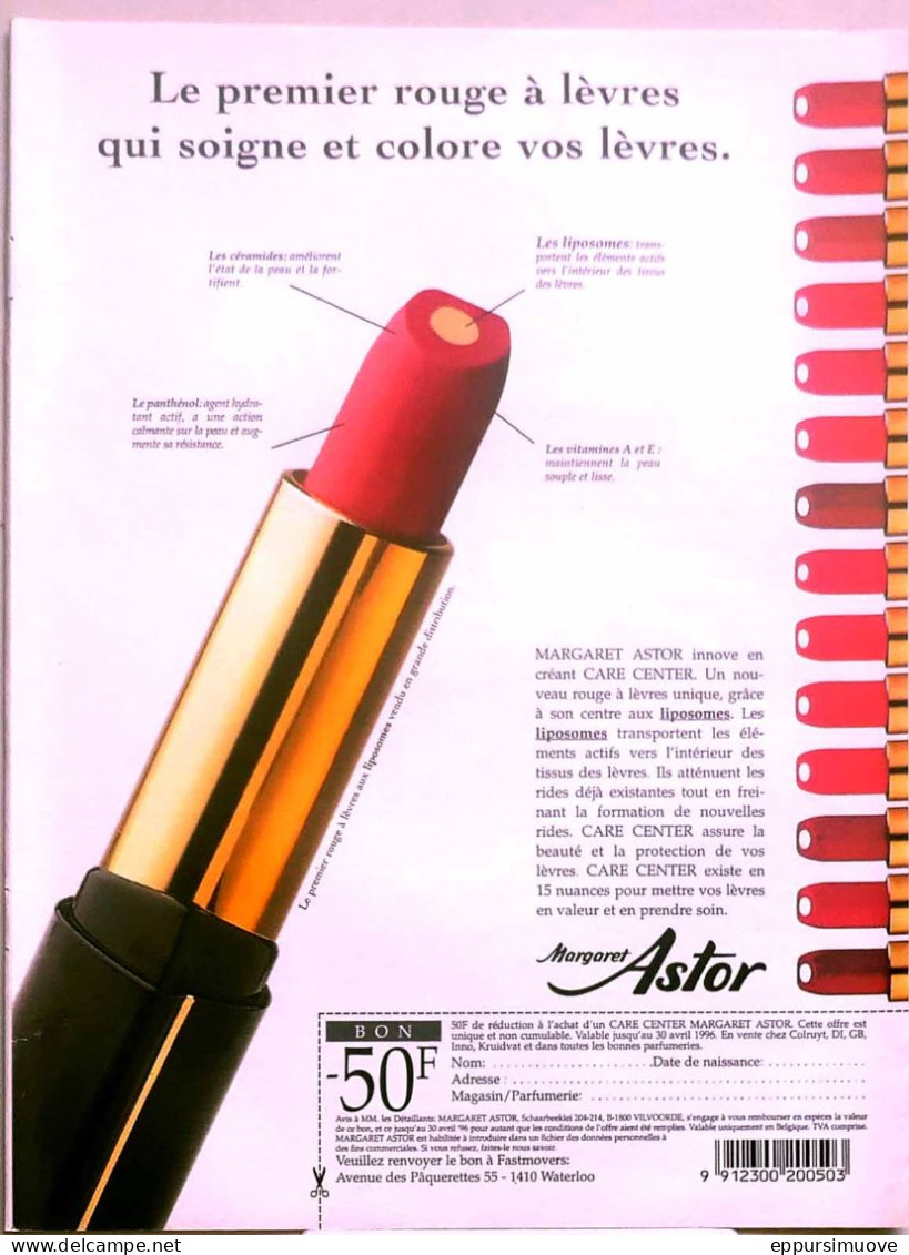 Publicité Papier  ROUGE A LEVRES LIPSTICK ASTOR 1996 TS - Advertising