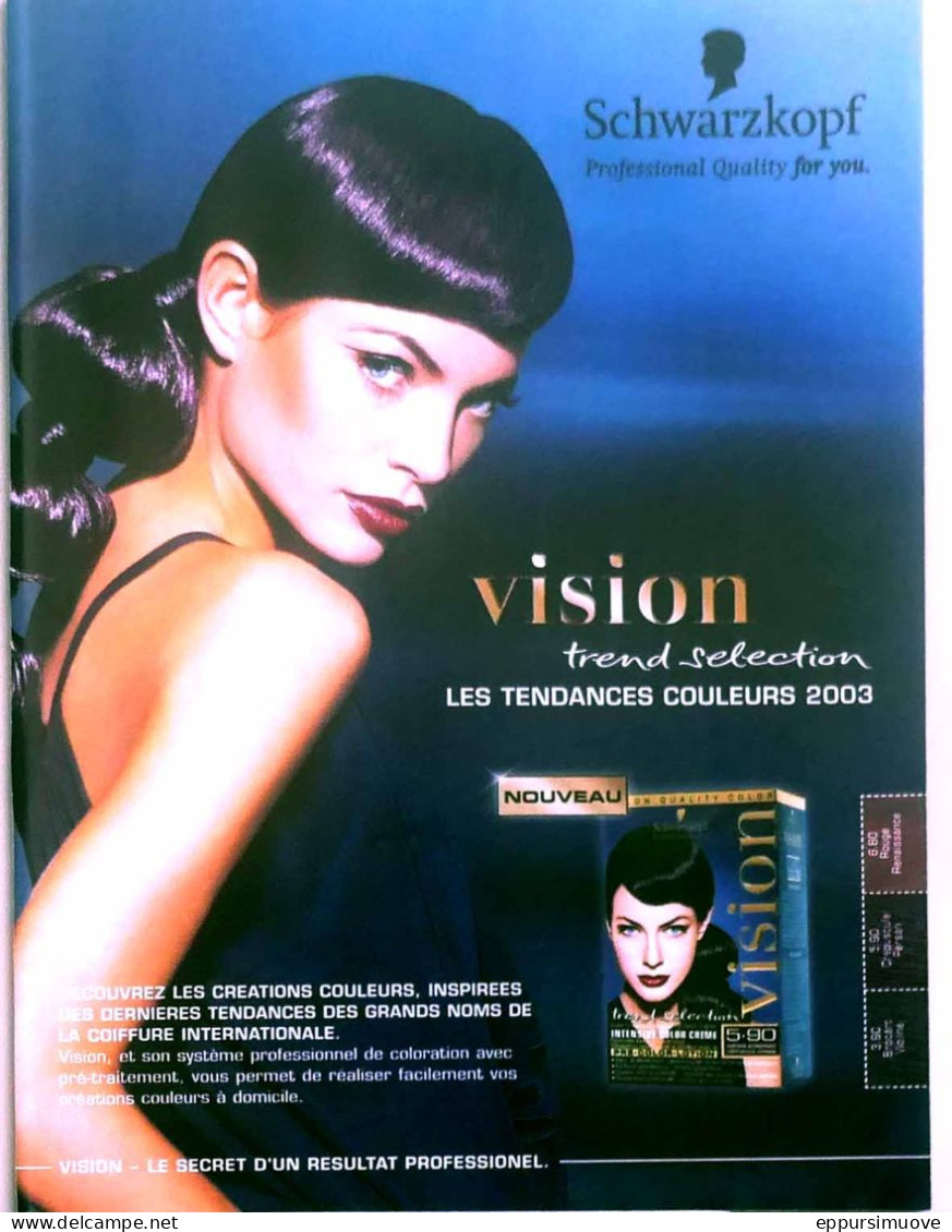 Publicité Papier  SCHWARZKOPF TEINTURE CHEVEUX 2003 TS - Advertising