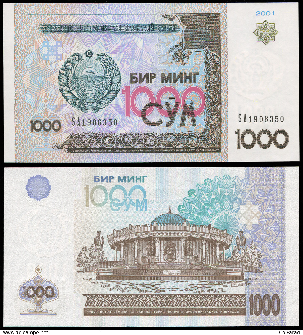 UZBEKISTAN 1000 SOM - 2001 - Paper Unc - P.82a Banknote - Uzbekistán
