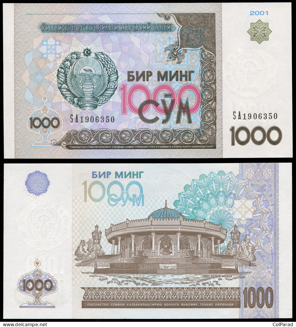 UZBEKISTAN 1000 SOM - 2001 - Paper Unc - P.82a Banknote - Uzbekistan