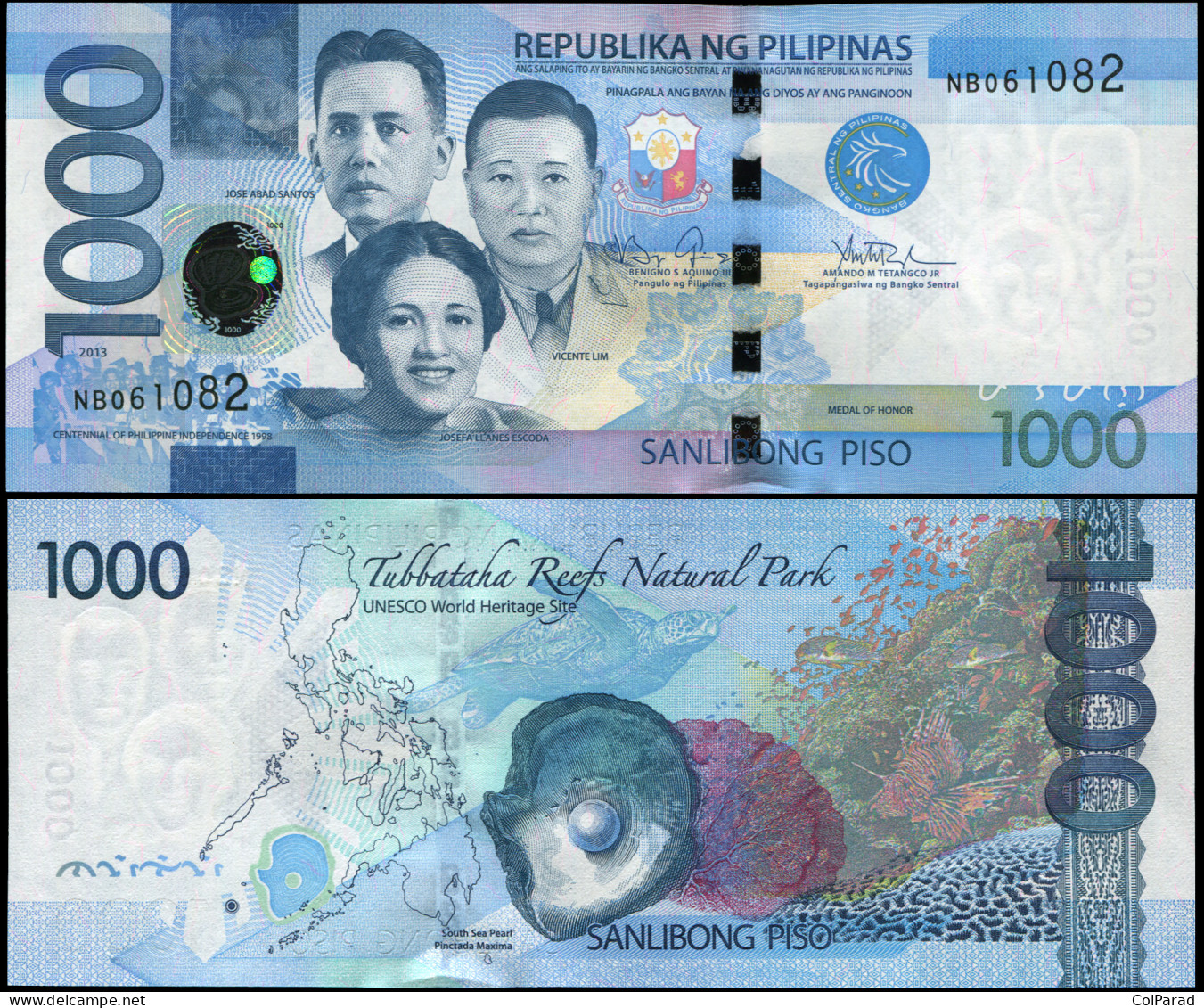 PHILIPPINES 1000 PISO - 2013 - Paper Unc - P.211c Banknote - Filippine