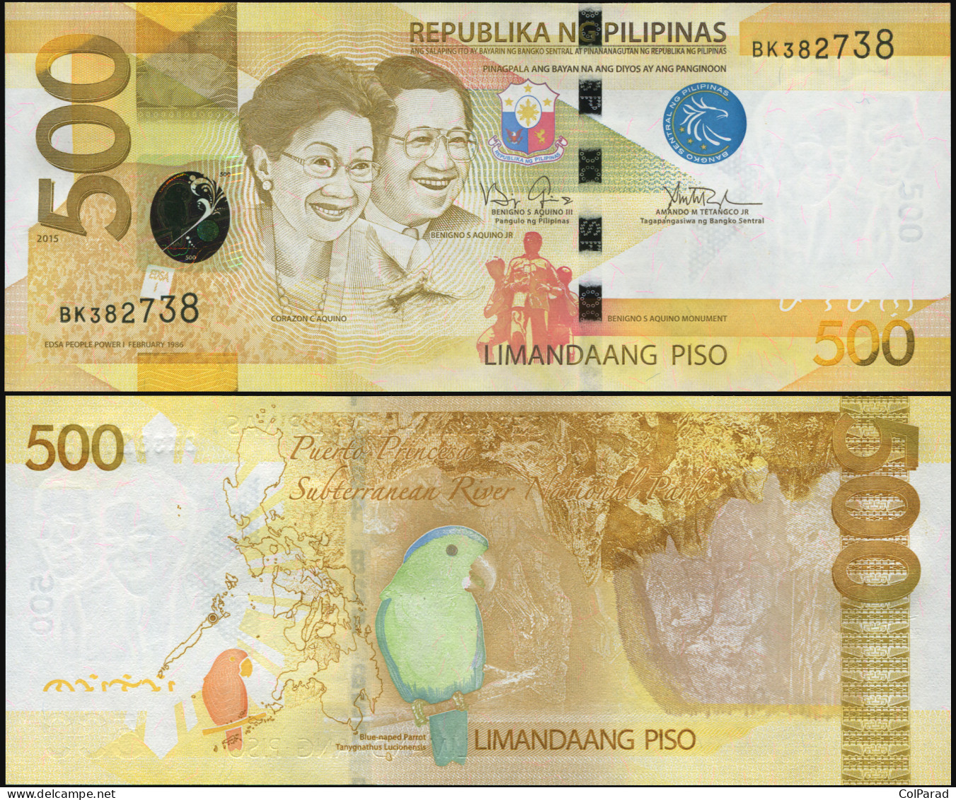 PHILIPPINES 500 PISO - 2015 - Paper Unc - P.210f Banknote - Philippinen