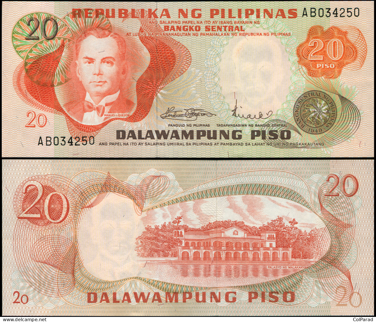 PHILIPPINES 20 PISO - ND (1970) - Paper Unc - P.150a Banknote - Philippines