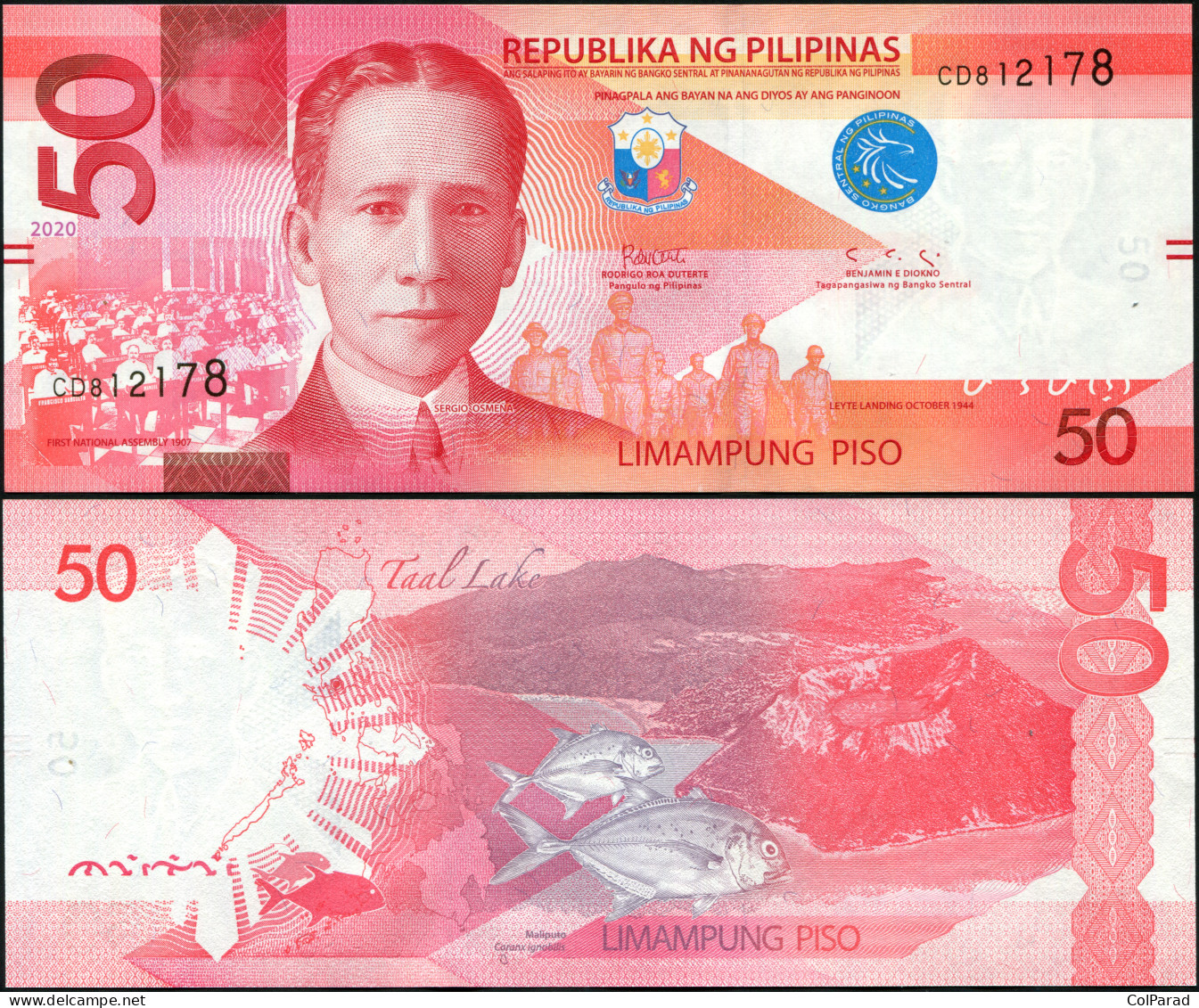 PHILIPPINES 50 PISO - 2020 - Paper Unc - P.NL Banknote - Philippines