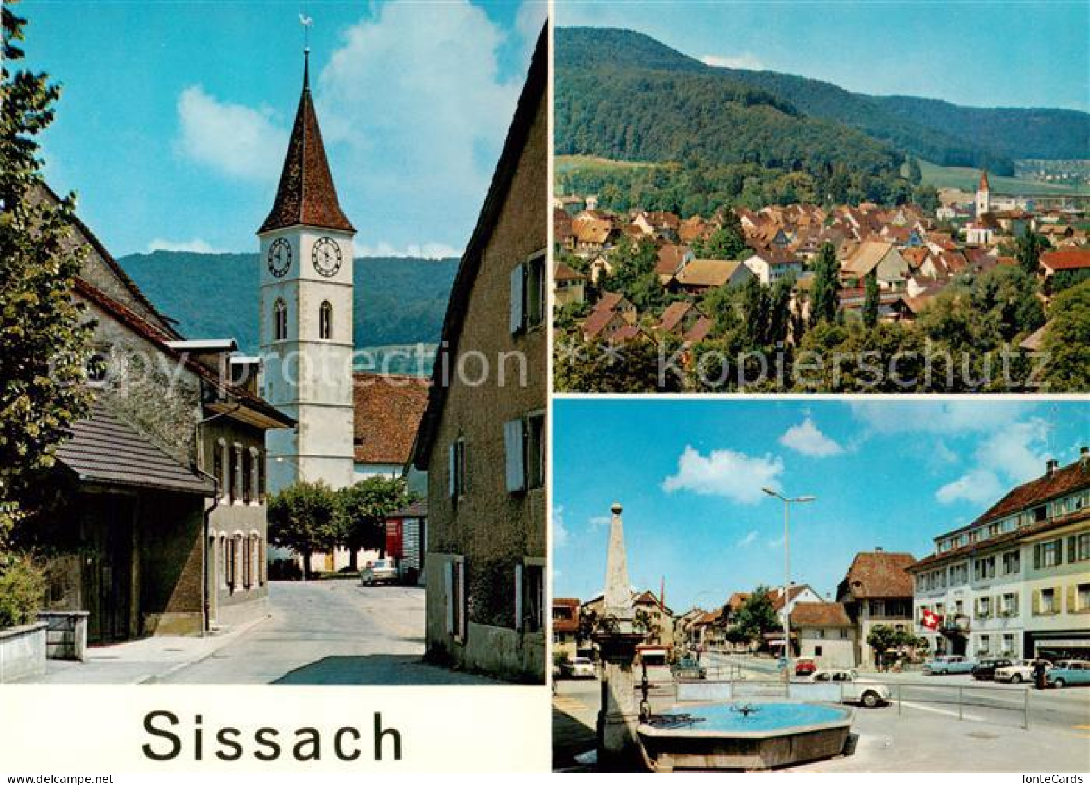 13864595 Sissach BL Kirche Panorama Brunnen  - Autres & Non Classés