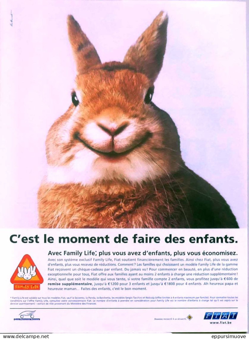Publicité Papier  VOITURE FIAT LAPIN BUNNY 2003 TS - Publicités