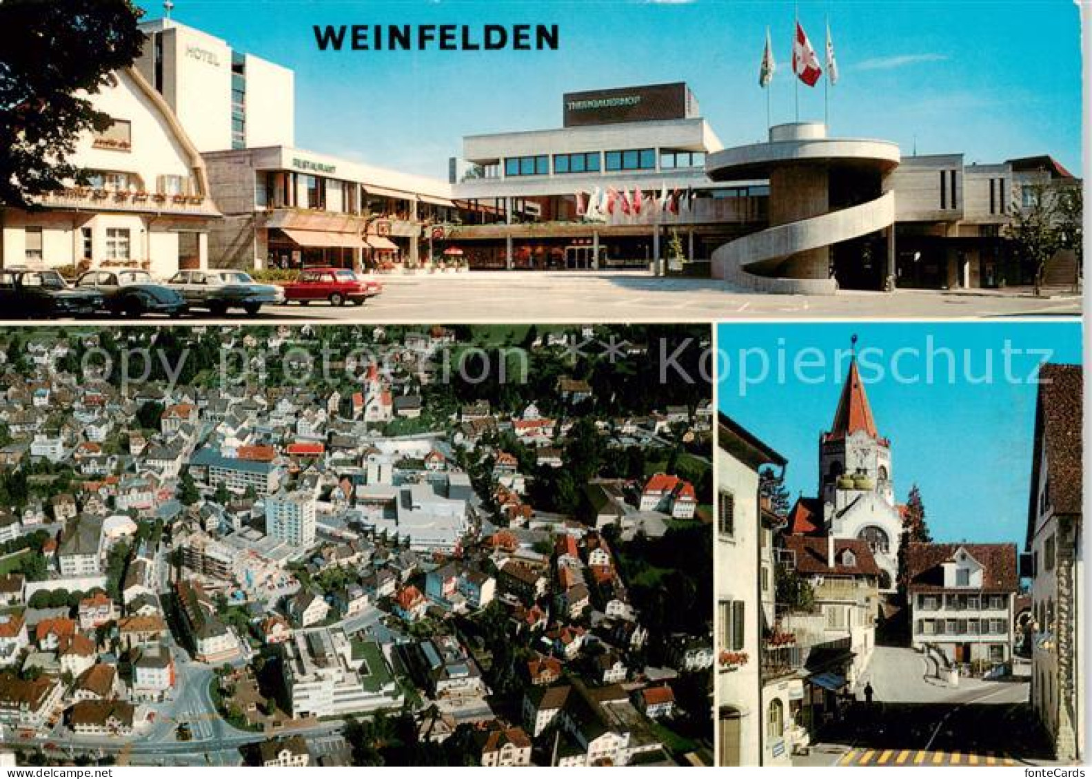 13863335 Weinfelden TG Hotel Restaurant Thurgauer Hof Ortszentrum Kirche Luftauf - Sonstige & Ohne Zuordnung