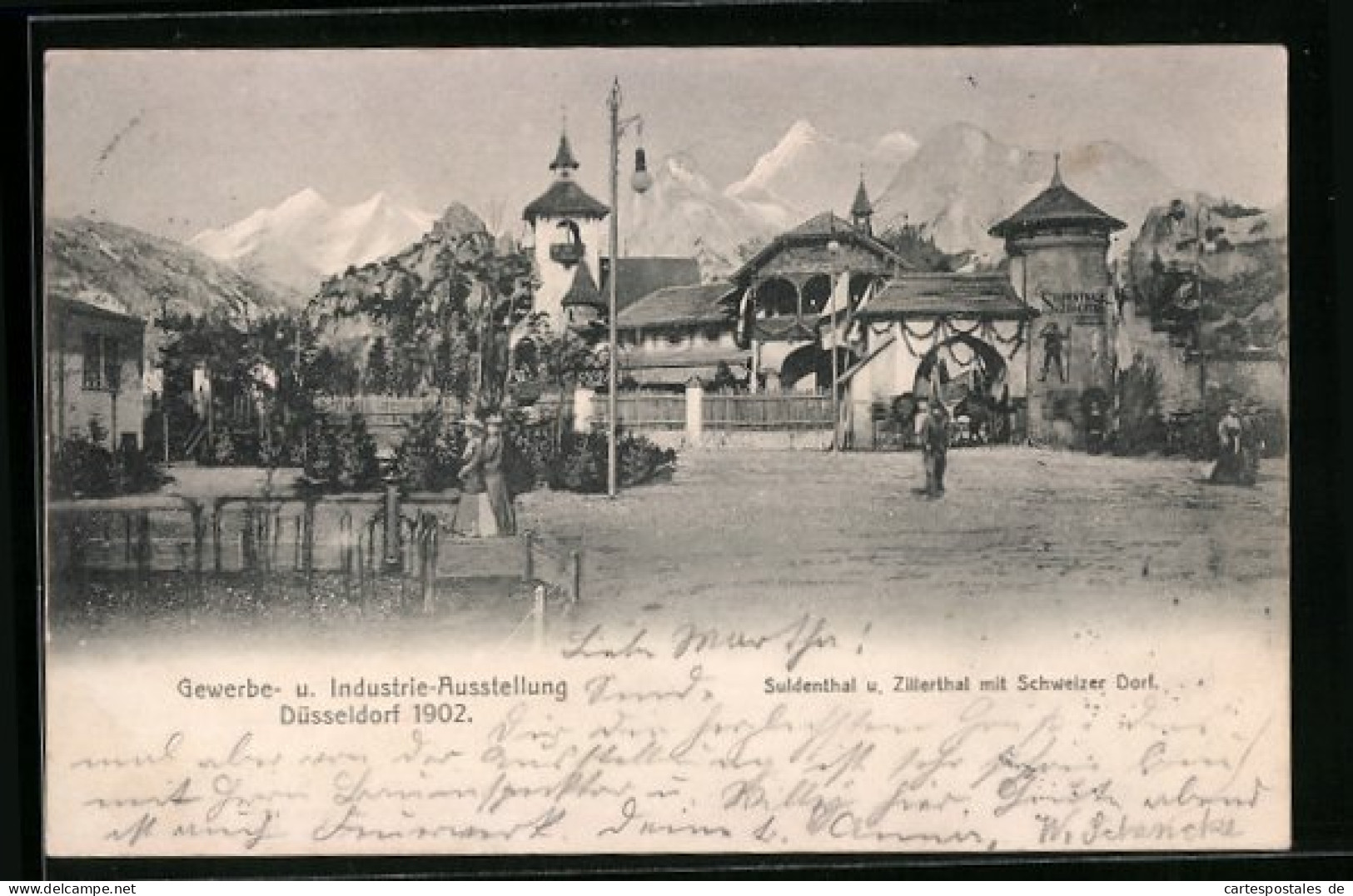 AK Düsseldorf, Gewerbe- Und Industrie-Ausstellung 1902, Suldenthal Und Zillerthal Mit Schweizer Dorf  - Tentoonstellingen