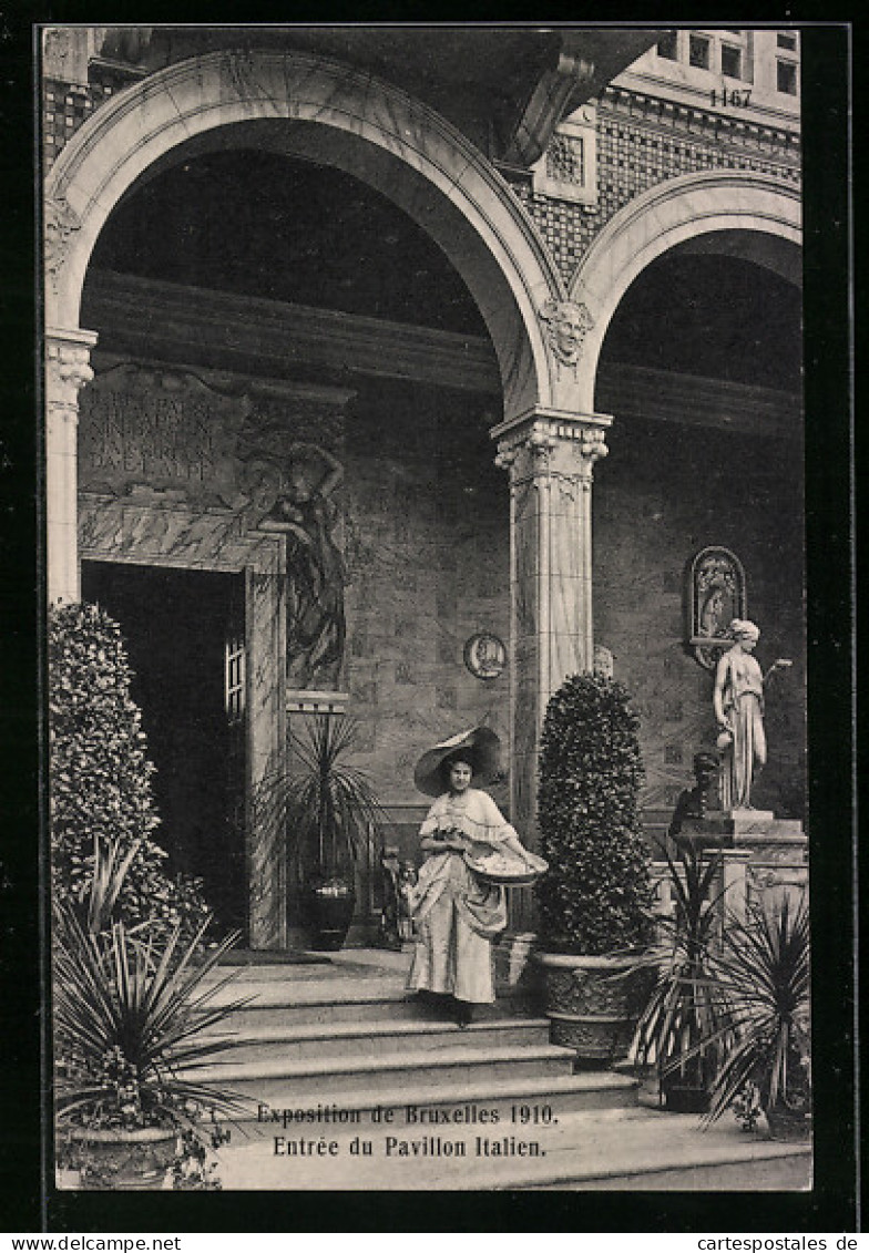 AK Bruxelles, Exposition De 1910, Entrée Du Pavillon Italien  - Esposizioni