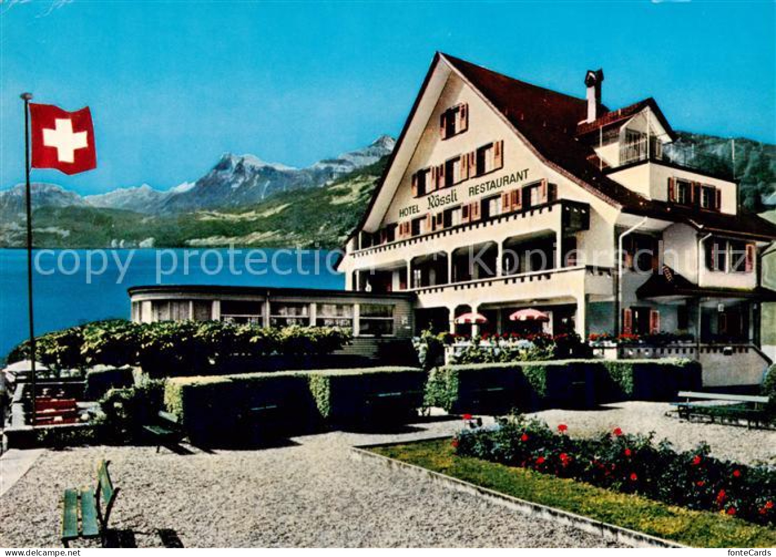 13856695 Beckenried Vierwaldstaettersee NW Hotel Roessli Am See Flagge  - Autres & Non Classés