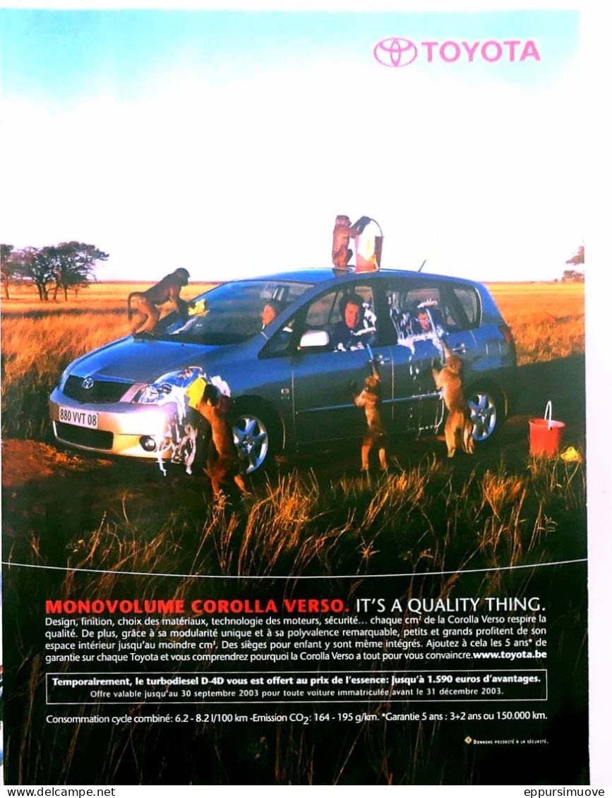 Publicité Papier  VOITURE TOYOTA COROLLA MONOVOLUME 2003 TS - Advertising