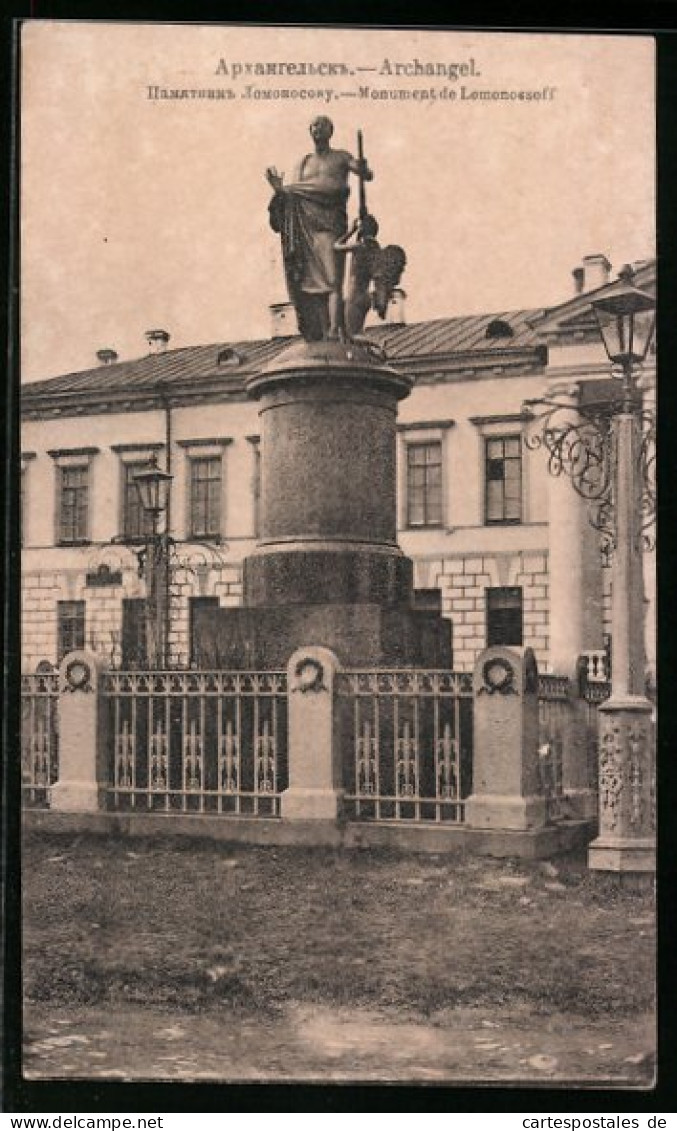 AK Archangel, Monument De Lomonosoff  - Russia