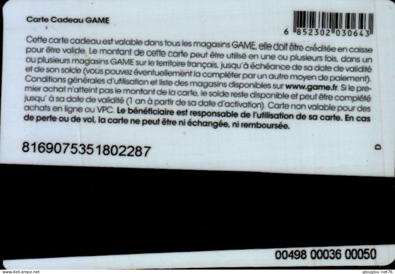 CARTE CADEAU PES2010   GAME. - Cadeaubonnen En Spaarkaarten