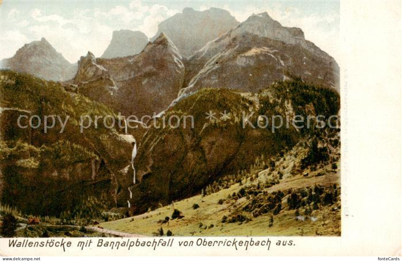 13823885 Oberrickenbach NW Blick Auf Wallenstoecke Mit Bannalpbachfall  - Autres & Non Classés