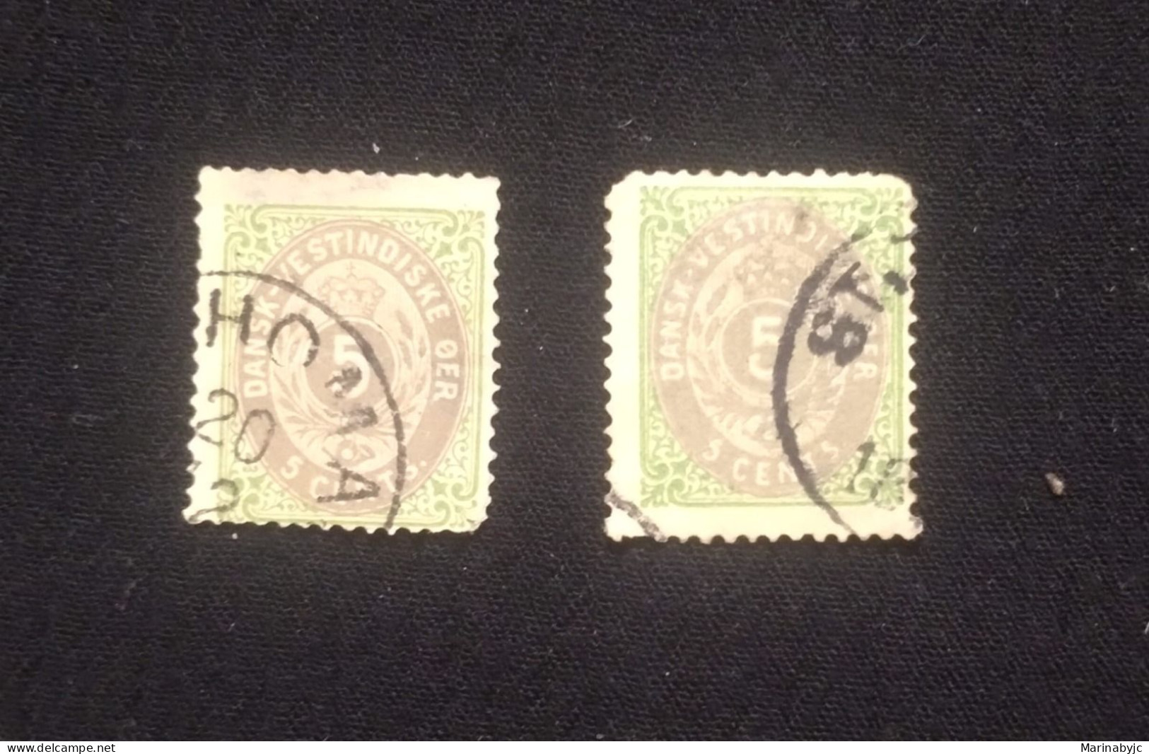 C) 10A, 10. 1876, DENMARK, NUMERAL, DANISH WEST INDIES WITH OFFSET MARGINS. USED - Used Stamps