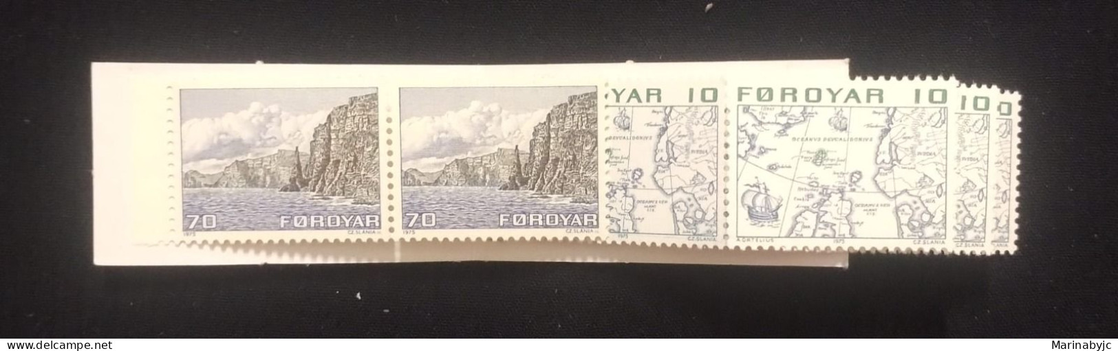 C) 2, 5. 1975 DENMARK. FEROES ISLANDS ROCK FORMATIONS AND MAPS, MULTIPLE STAMPS. MINT - Usati