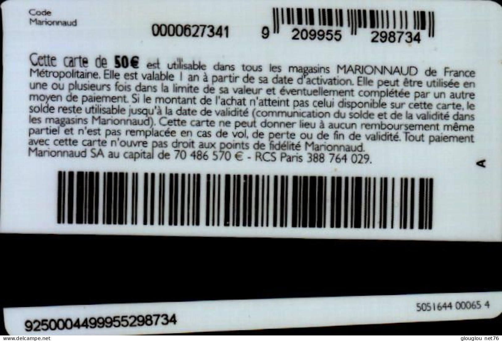 CARTE CADEAU  MARIONNAUD..... - Carta Di Fedeltà E Regalo