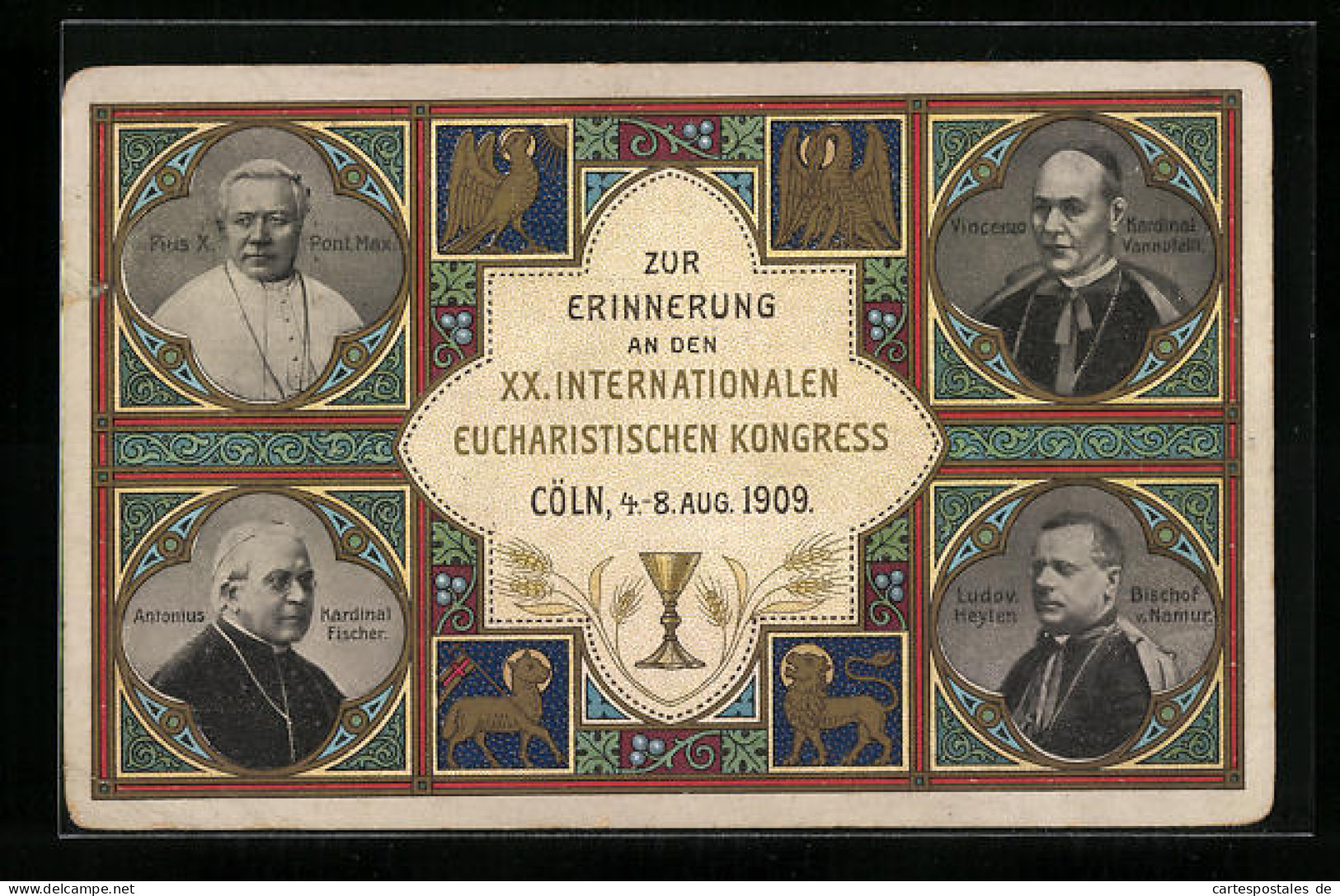 AK Köln, Eucharistischer Kongress 1909, Papst Pius X. Und Weitere Päpste  - Andere & Zonder Classificatie