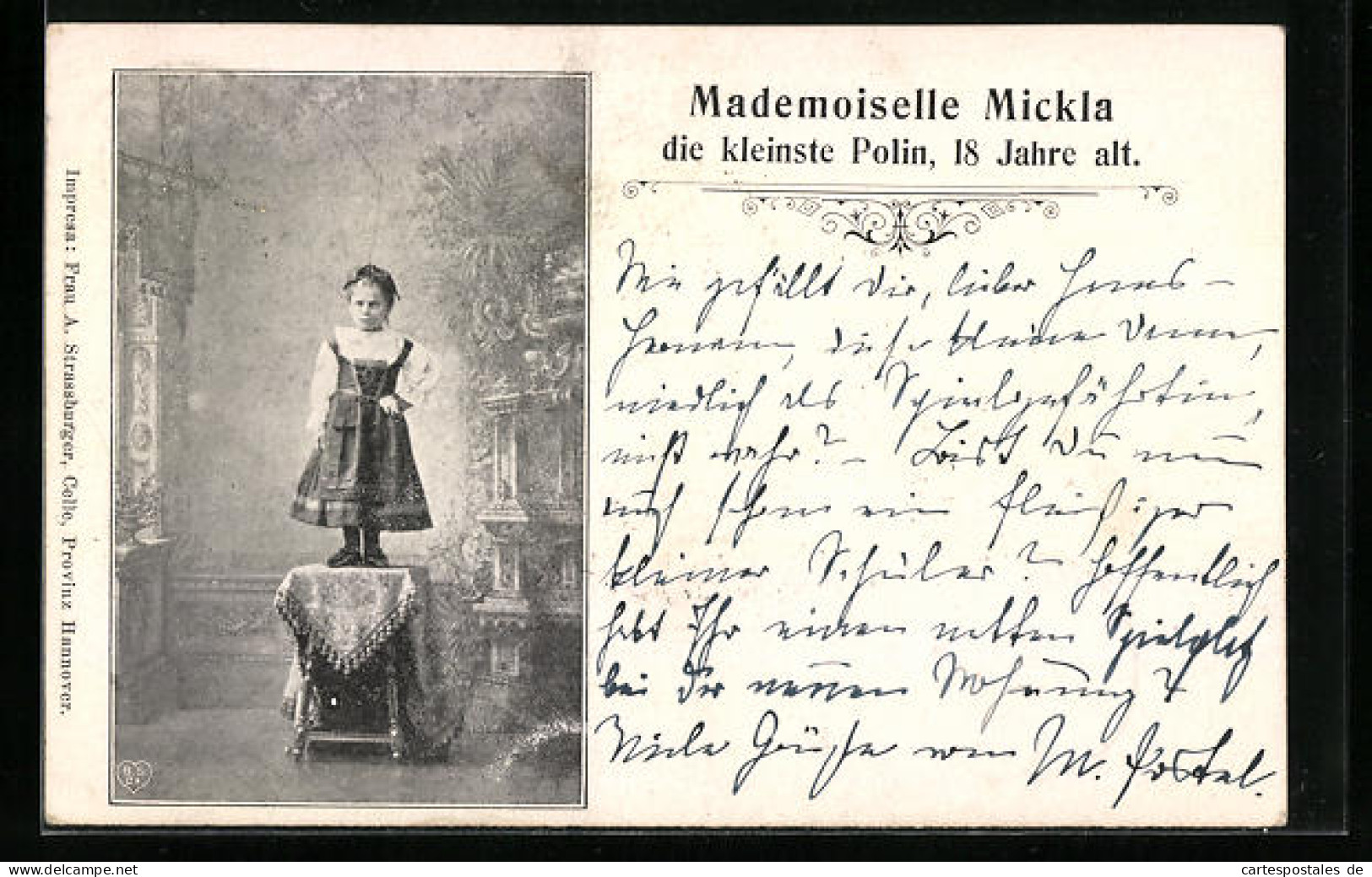 AK Mademoiselle Mickla, Die Kleinste Polin, Auf Einem Tisch  - Sonstige & Ohne Zuordnung