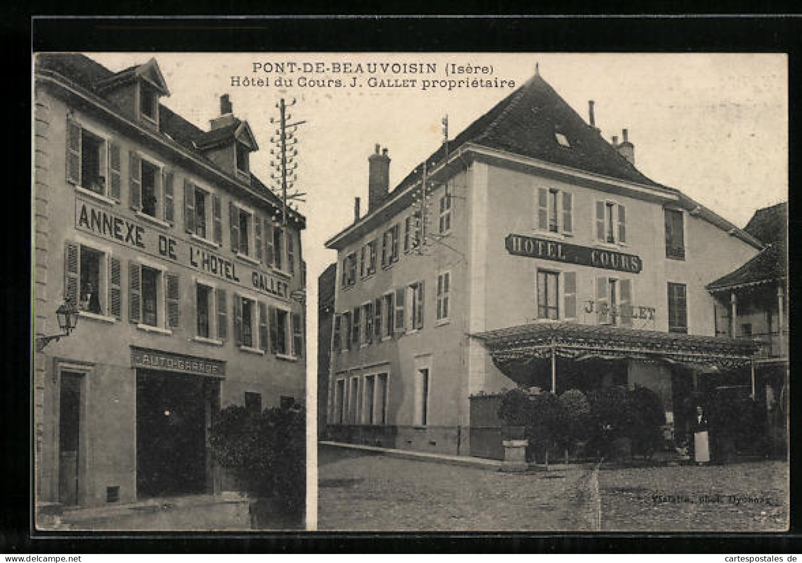 CPA Pont-de-Beauvoisin, Hotel Du Cours, J. Gallet Propriétaire  - Other & Unclassified