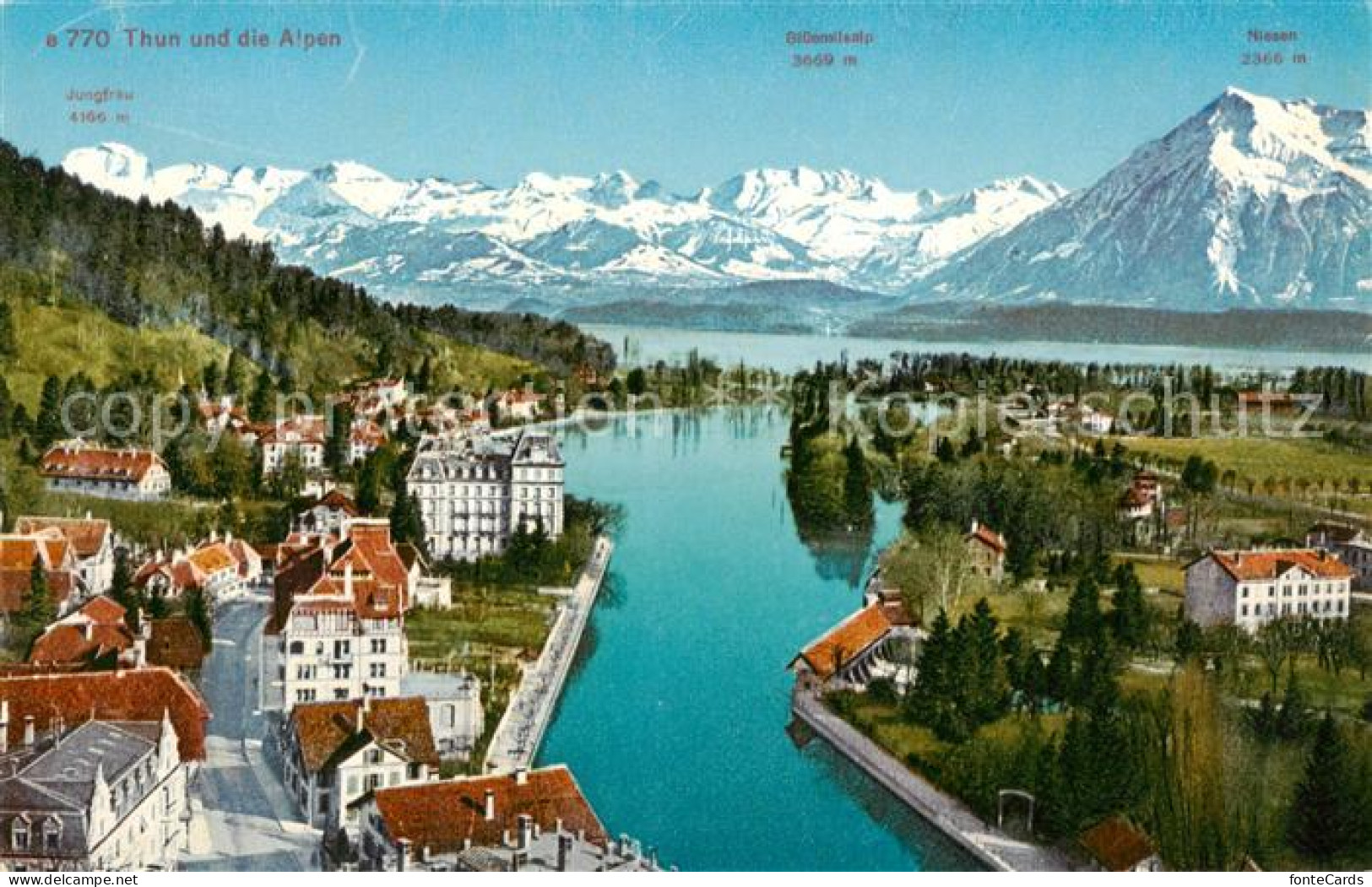 13800555 Thun BE Stadtpanorama Thunersee Und Die Alpen Thun BE - Other & Unclassified