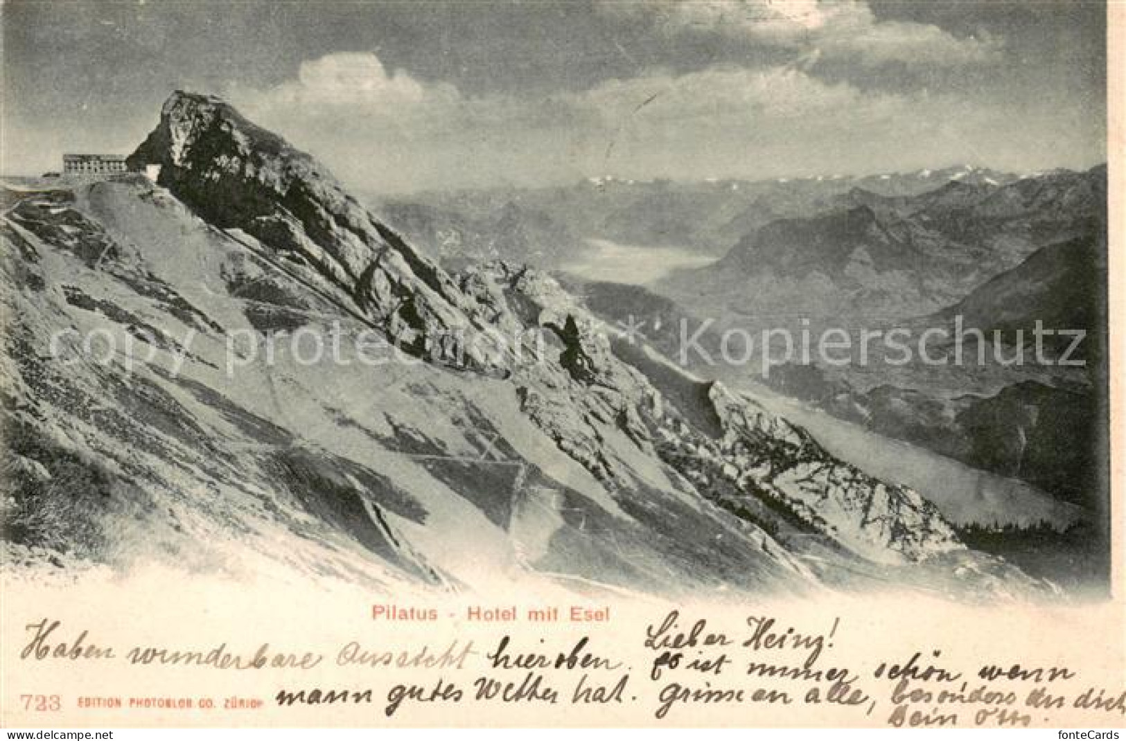 13796305 Pilatus NW Berghotel Mit Esel Fernsicht Alpenpanorama  - Autres & Non Classés