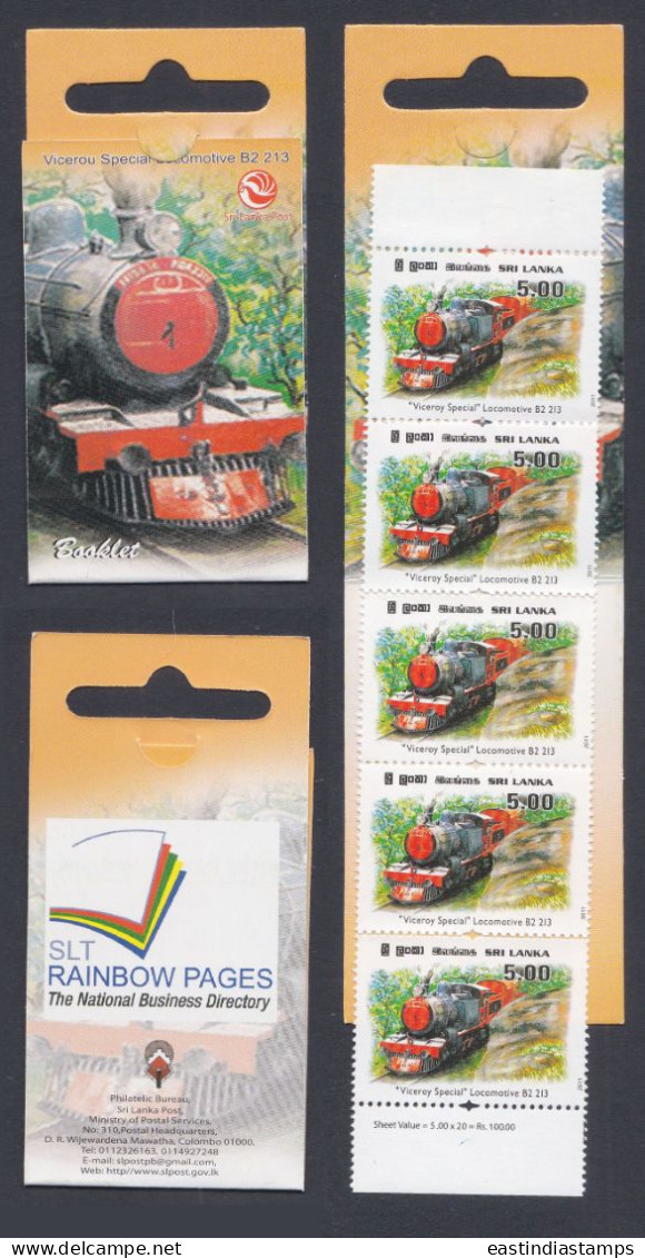 Sri Lanka Ceylon 2012 Mint Stamp Booklet Viceroy's Special Locomotive, Train, Trains, Railway, Railways - Sri Lanka (Ceylan) (1948-...)