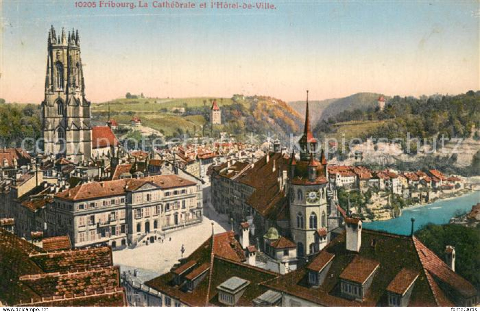13784845 Fribourg FR La Cathedrale Et L’Hotel De Ville Fribourg FR - Other & Unclassified