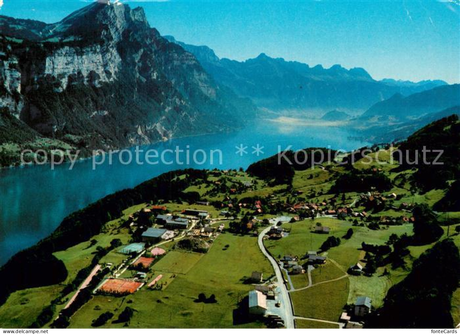 13780005 Filzbach GL Fliegeraufnahme Mit Walensee Churfirsten Und Alvierkette  - Other & Unclassified