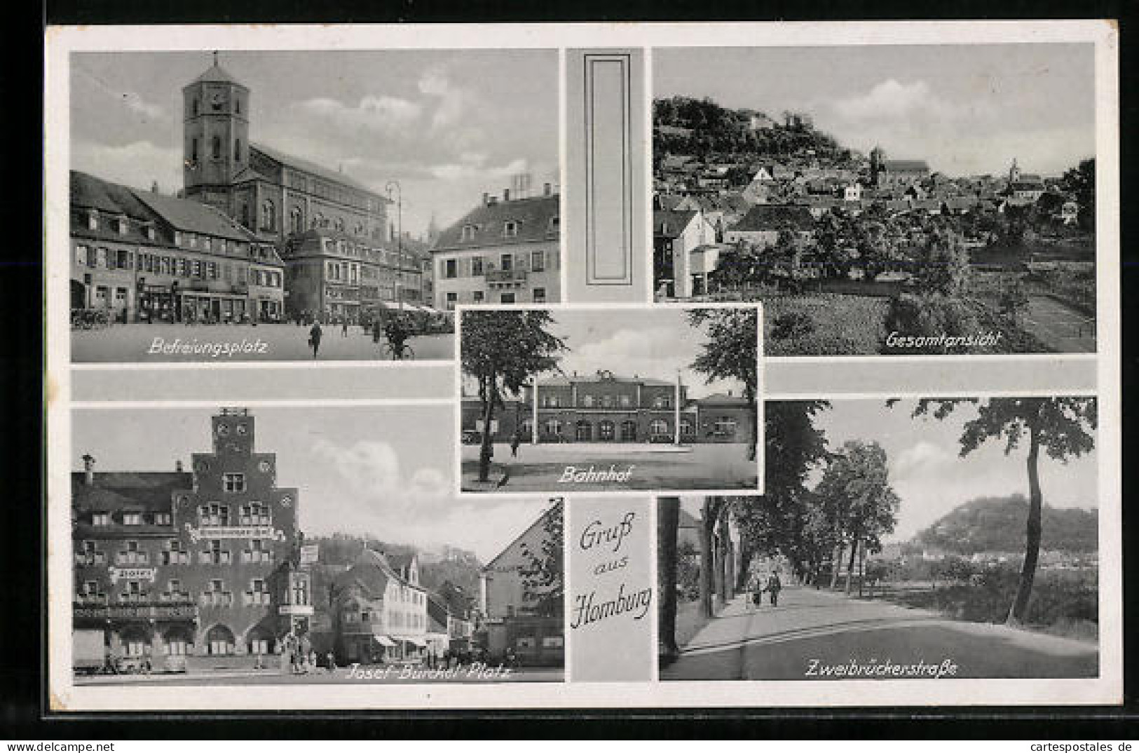 AK Homburg, Bahnhof, Befreiungsplatz, Zweibrückerstrasse, Josef Bürckel Platz Mit Hotel Hamburger Hof  - Altri & Non Classificati