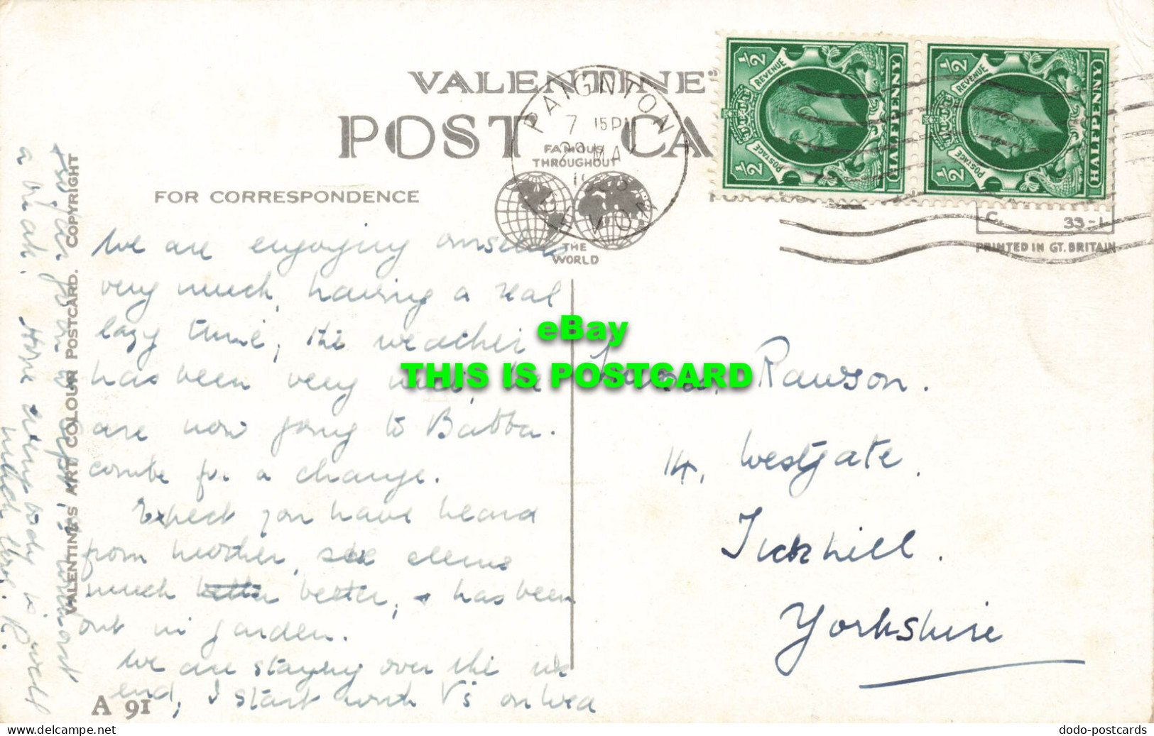 R567496 Torquay. From Waldon Hill. Valentines Art Colour Postcard - World