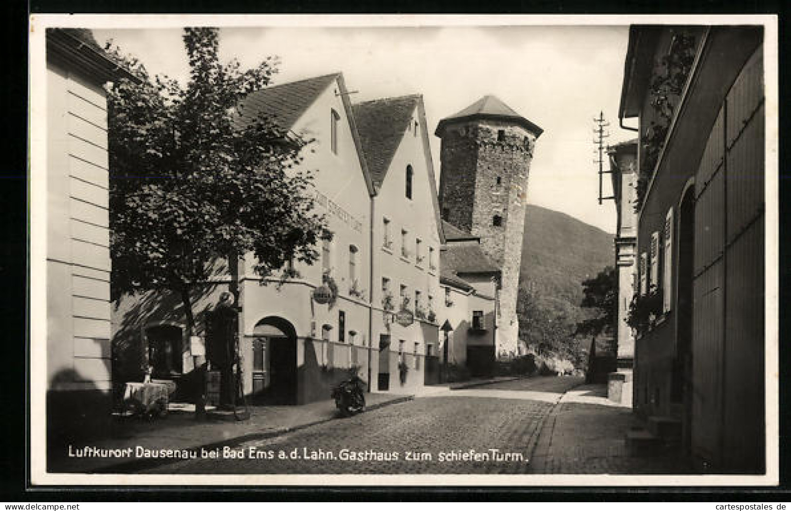 AK Dausenau B. Bad Ems, Strassenpartie Mit Gasthaus Zum Schiefen Turm  - Bad Ems